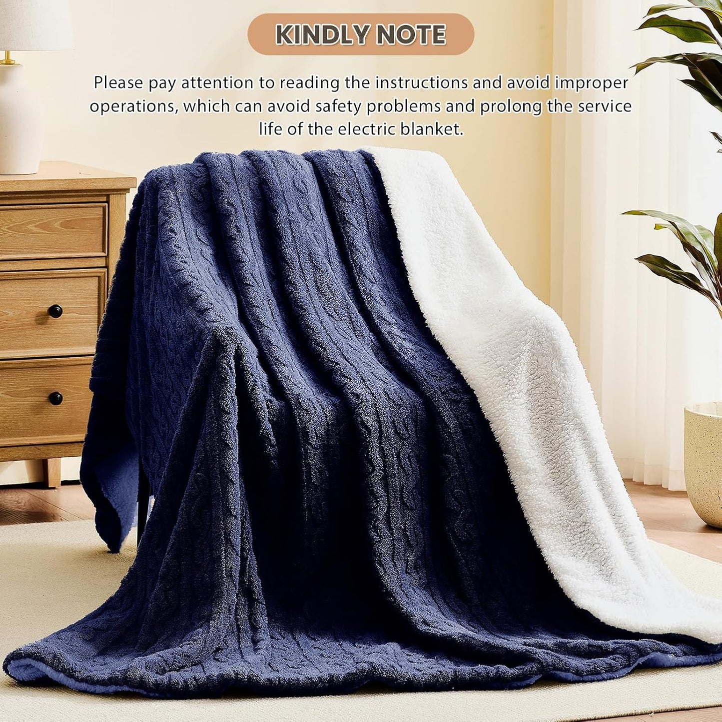 Homemate Electric Heated Blanket Twin - 62"x84" Heating Bed Blankets Throw with 10 Heating Levels 8 Hours Auto Off Fast Heating Over-Heated Protection Ultra Soft Warm Flannel ETL Certified Grey - Colors B