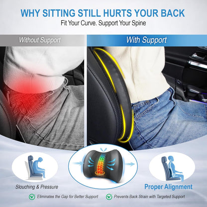 Lofty Aim Lumbar Support Pillow for Car, Car Seat Back Support for Driving | Memory Foam Car Lumbar Support for Driving Seat, Car Back Cushion, Adjustable Straps, Lower Back Pillow, Office Chairs, Black