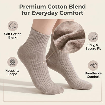 Eurzom 10 Pairs Socks Womens Crew Elastic Ankle Length Cotton Socks Aesthetic Cute Lightweight Low Cut Gifts for Women - Colors A