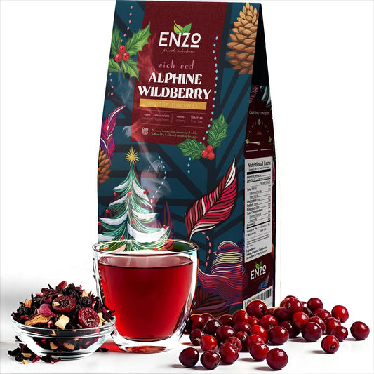 ENZO Tea Master Reserve - Alpine Wildberry (4oz) a Cherry Cranberry Secret Recipe | Mountain-Foraged Wild Berry Hibiscus | Loose Leaf Caffeine Free 37 Servings