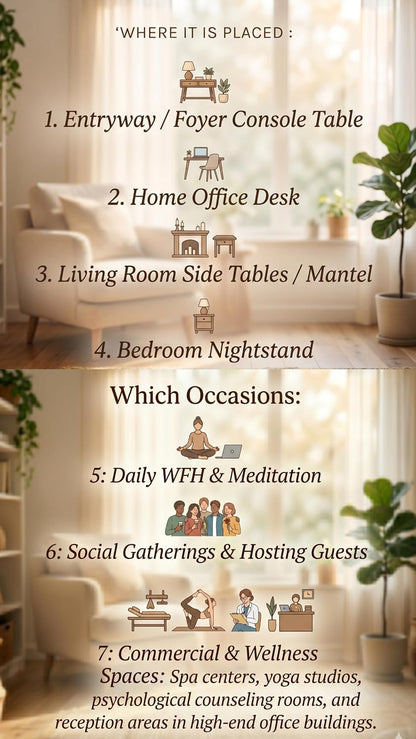 Tabletop Water Fountains, 10.6" Indoor Waterfall with Relaxing Warm Lights & Quiet Pump, Small Soothing Sound Machine, Feng Shui Decor for Good Luck, Relaxation & Meditation
