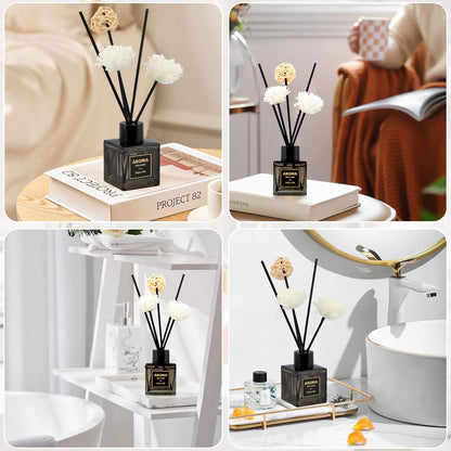 Reed Diffuser Set, 1.7 fl oz Scent Diffuser with Sticks, Jasmine Scent for Bathroom Accessories Shelf Decor, Air Fresheners for Home, Home Fragrance Products, House Office Room Decor Aesthetic Gift