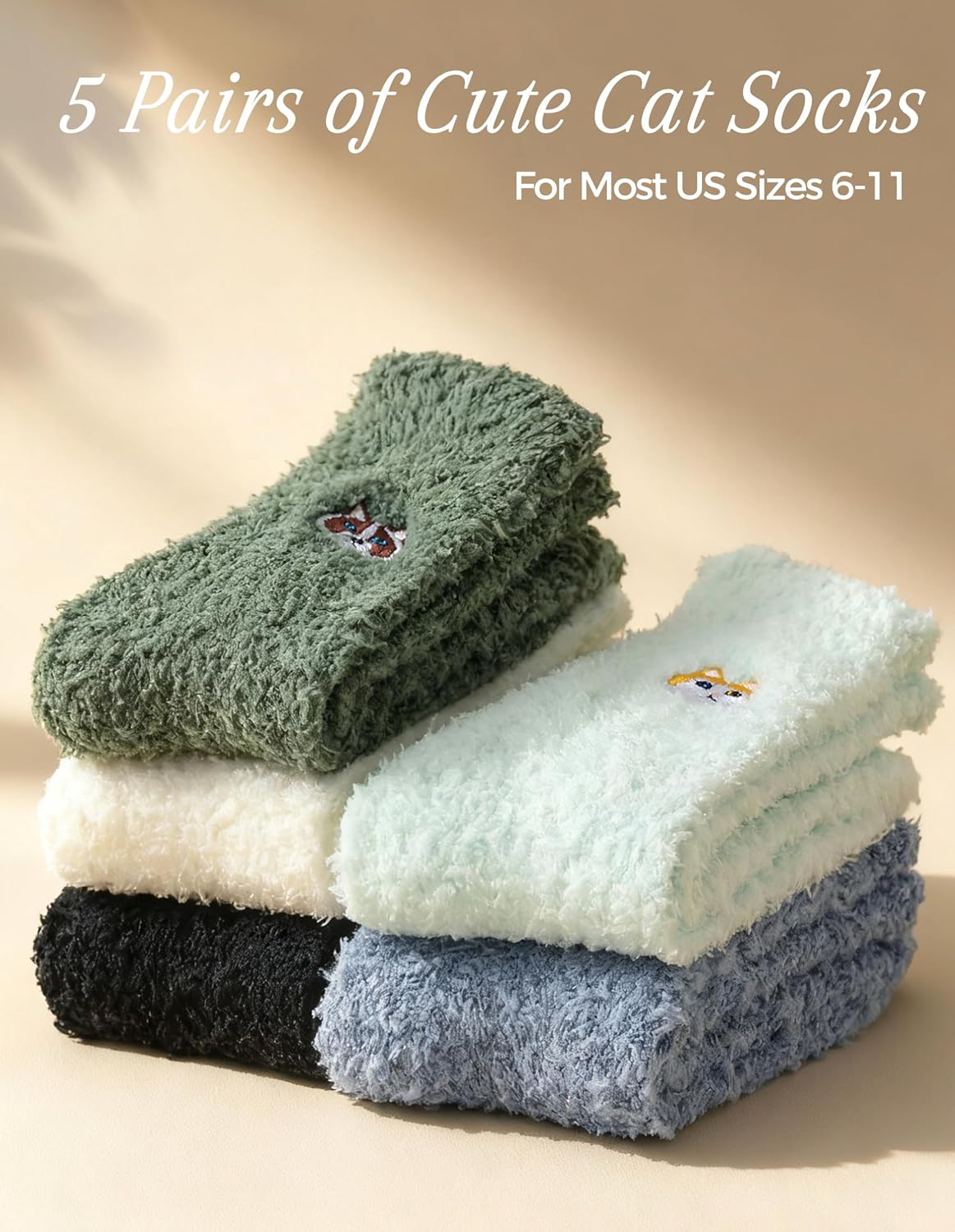 TEHOOK Warm & Cozy Gifts for Women, Fluffy Fuzzy Plush Sleeping Slipper Socks - Soft Warm Fabric