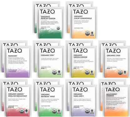Tazo Tea Bags Sampler 20 Count Variety Gift Box, 10 Different Flavors