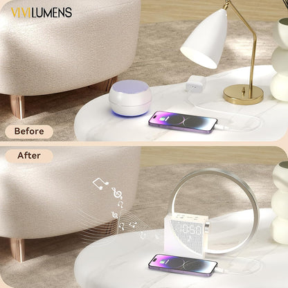 Vivilumens Sunrise Alarm Clock Sound Machine Nightlight, Gradual Wake Up Light, Digital Dimmable Clock, 10 White Noise Sleep Sounds, Snooze, Dual Clocks for Heavy Sleeper Adult, Decor Gifts for Women