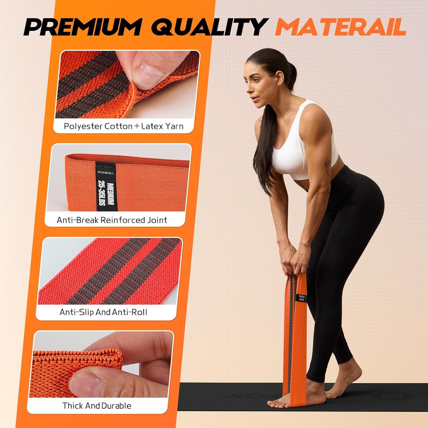 Resistance Bands for Working Out with Guide, 4 Workout Bands for Women & Men, Fabric Exercise Bands for Legs, Hip, Glute, Butt, Booty Bands Set for Yoga, Pilates, Strength