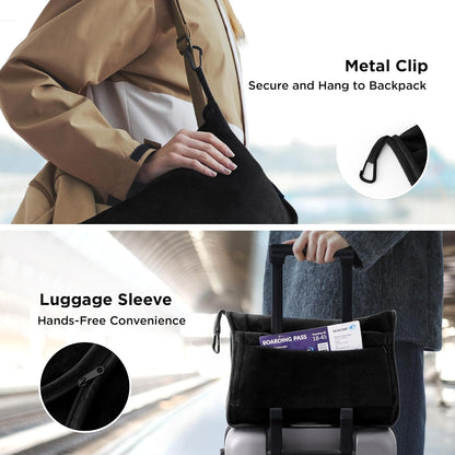Bedsure Travel Blanket Airplane Compact with Storage Bag, Packable Blanket with Eye Mask, Lightweight 2-in-1 Travel Essentials, Functioned as Pillow for Airplane Comfort and Warmth, Pink