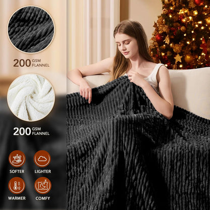 Homemate Heated Blanket Electric Throw - 50"x60" Heating Blanket Throw 1/2/4/6/8 Hours Auto-Off 10 Heat Levels Over-Heat Protection Soft Flannel Sherpa Heater ETL Certification