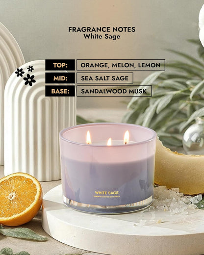 96NORTH Luxury Vanilla Soy Candles | Large 3 Wick Jar Candle | Up to 50 Hours Burning Time | 100% Natural Soy Wax | Relaxing Aromatherapy Aesthetic Candle | Housewarming Gift for Men and Women