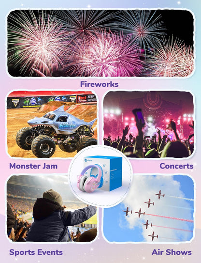 iClever Noise Cancelling Headphones for Kids Adults, SNR 29dB Safety Noise Reduction Ear Muffs for Autism Sensory &Concentration Aid, Ear Hearing Protection for Fireworks/Event/Monster Jam/Concert