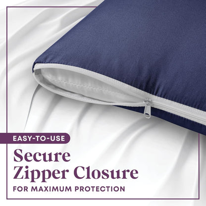 CirclesHome Pillow Protectors 4 Pack Standard Zippered - 100% Cotton Breathable Pillowcases - Protects Pillows from Dirt, Dust and Debri (Standard - Set of 4 - 20x26)