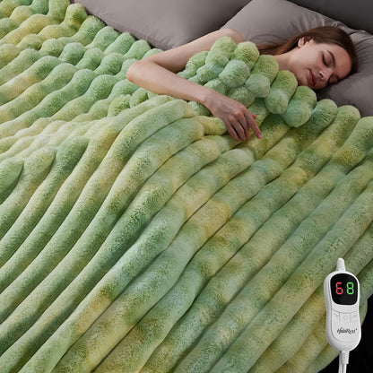 Heated Throw Blanket, Faux Fur Cozy Heating Blanket with Overheat Protection, 1/2/4/6/8 Hours Auto-Off 10 Heat Level, Machine Washable (50x60 Inches, Cream White)