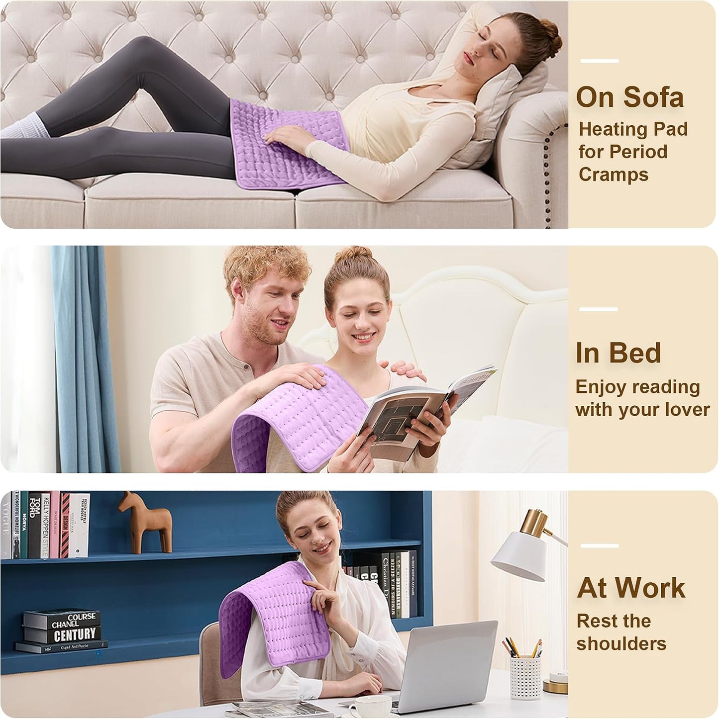 12"x24" Heating pad, Electric Heat Pad 6 Heating &4 Timer Setting