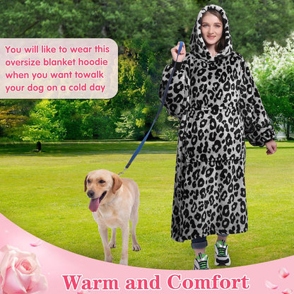 Waitu Wearable Blanket Sweatshirt Gifts for Women and Men, Warm and Cozy Giant Blanket Hoodie, Thick Flannel Blanket with Sleeves and Giant Pocket - Dark Gray