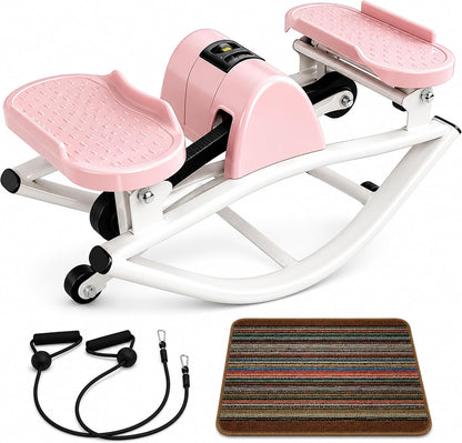 Lhanel Rock Stepper for Home Workout, Low-Impact Side Stepper with Resistance Bands, Side-to-Side Mini Stepper for Cardio, Weight Loss & Full Body Exercise