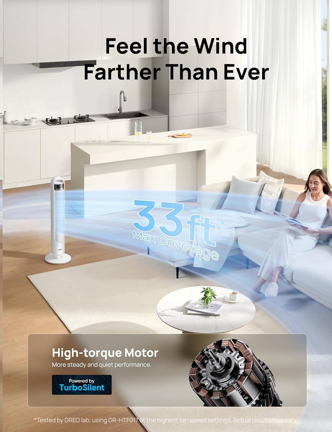 DREO Tower Fan for Bedroom, 90° Oscillating Standing Fans for Room with 4 Speeds, 3 Modes, 28dB Quiet for Sleep, 26ft/s Velocity, 8H Timer, Remote, Living Room, Office, Home, Black