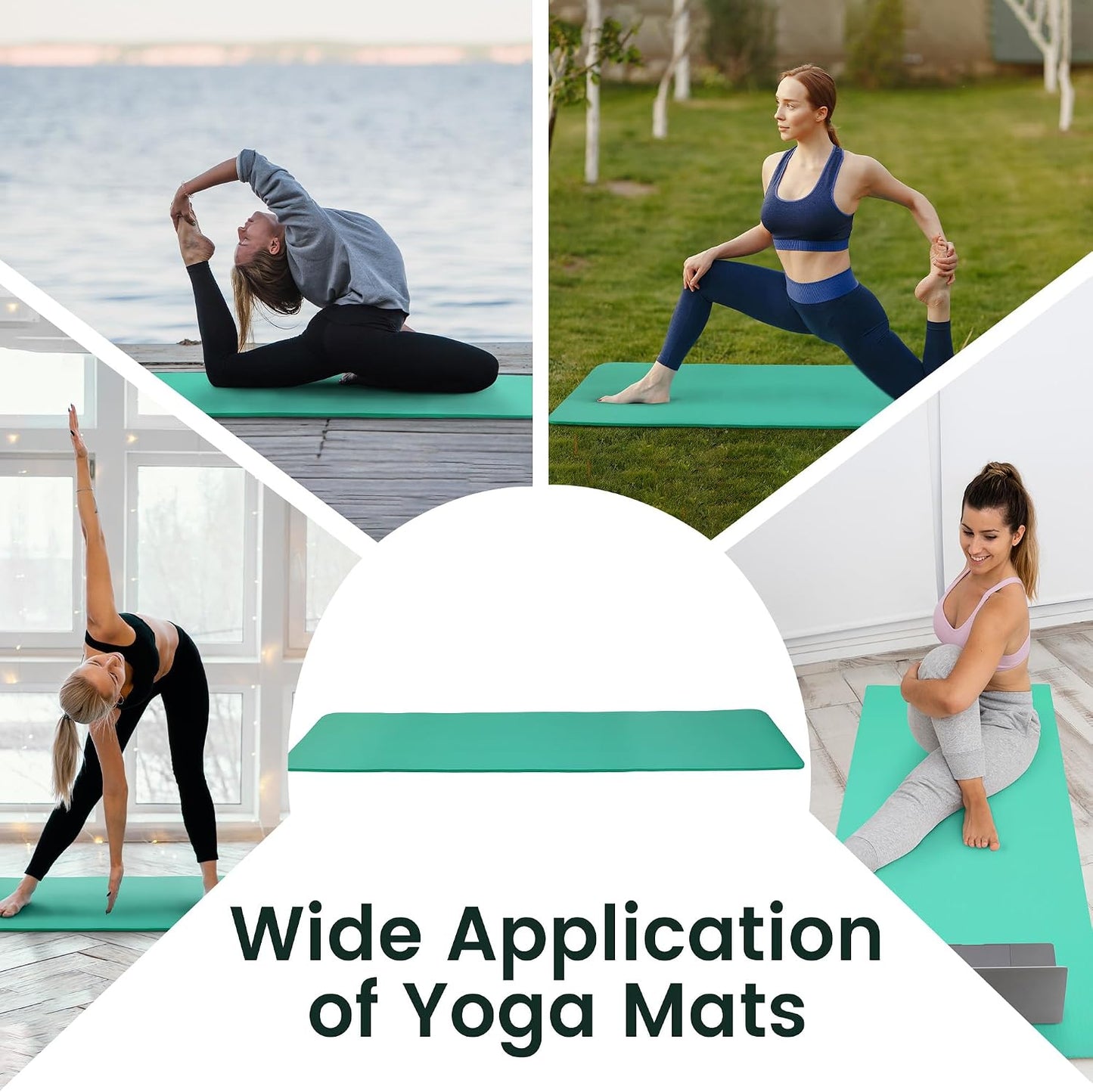 Fitvids Yoga Mat, 1/2-Inch Extra Thick High Density Exercise Mat, Anti-Tear Exercise Yoga Mat with Carrying Strap, Suitable for Various Yoga Exercises