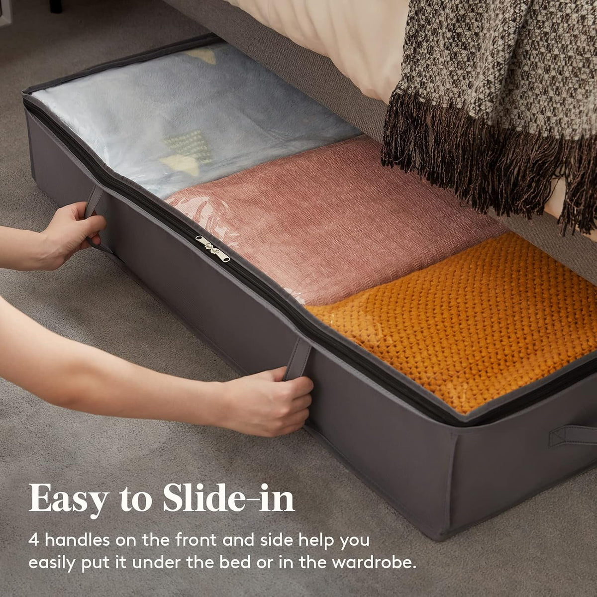 Lifewit 95L Under Bed Storage Container, Blanket Organizer, Gray