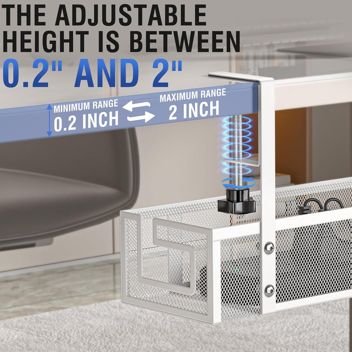 Under Desk Cable Management Tray, 15.75" No Drill Cable Management White,