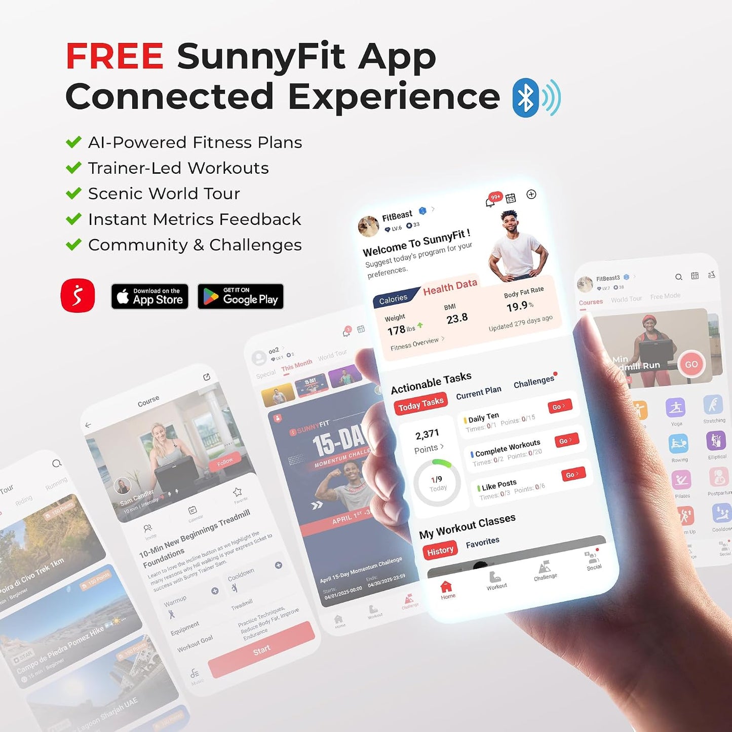 Sunny Health & Fitness Smart Motorized 2-in-1 Pedal Exerciser, Indoor Compact Under-Desk Mini Bike for Low-Impact Cardio Workout and Physical Therapy, Free SunnyFit Training App Connection