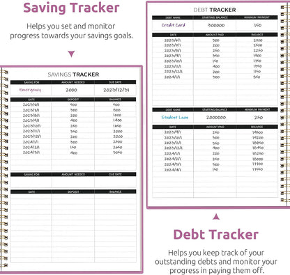 Budget Planner - Monthly Budget Book with Expense Tracker Notebook, Undated Bill Organizer & Finance Planner to Take Control of Your Money, Account Book to Manage Your Finances-Pink