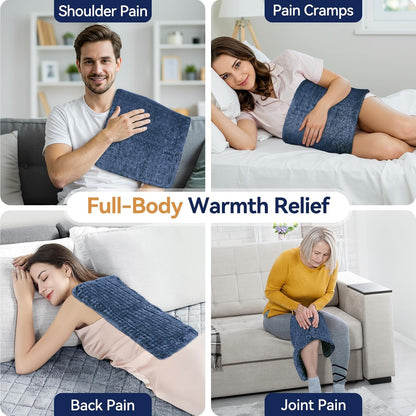 Extra Large Heating Pad for Back Pain Relief, 33"x17" Electric Heat Pad for Neck, Shoulders, Cramps, Menstrual Pain, 9 Heat Settings & 4 Auto-Off Timers, Soft Machine Wash Fabric, Gifts for Lover Gray
