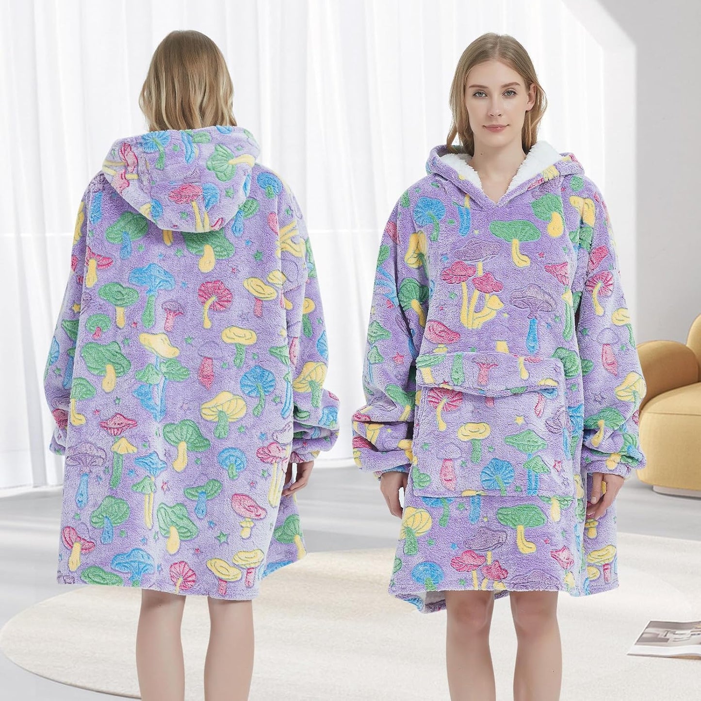 Fiosnow Sun and Moon Blanket Hoodies for Women and Men Adult Oversize Wearable Blanket Hoodies for Soft and Warm