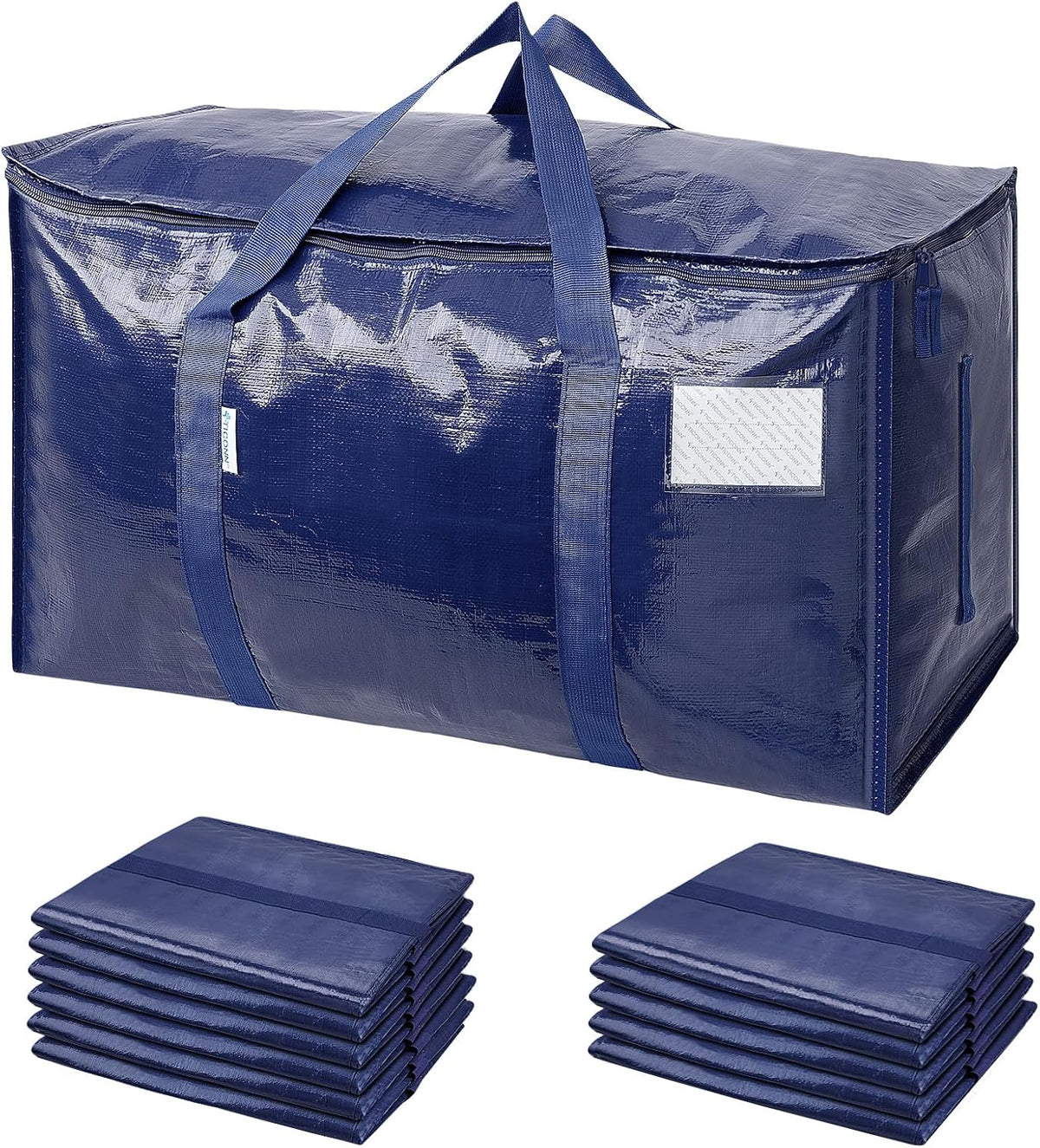 TICONN Extra Large Moving Bags Heavy Duty with Zippers & Carrying Handles, Durable Storage Bags Moving Boxes for Closet Organizers and Storage (Blue)