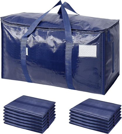 TICONN Extra Large Moving Bags Heavy Duty with Zippers & Carrying Handles, Durable Storage Bags Moving Boxes for Closet Organizers and Storage (Blue)