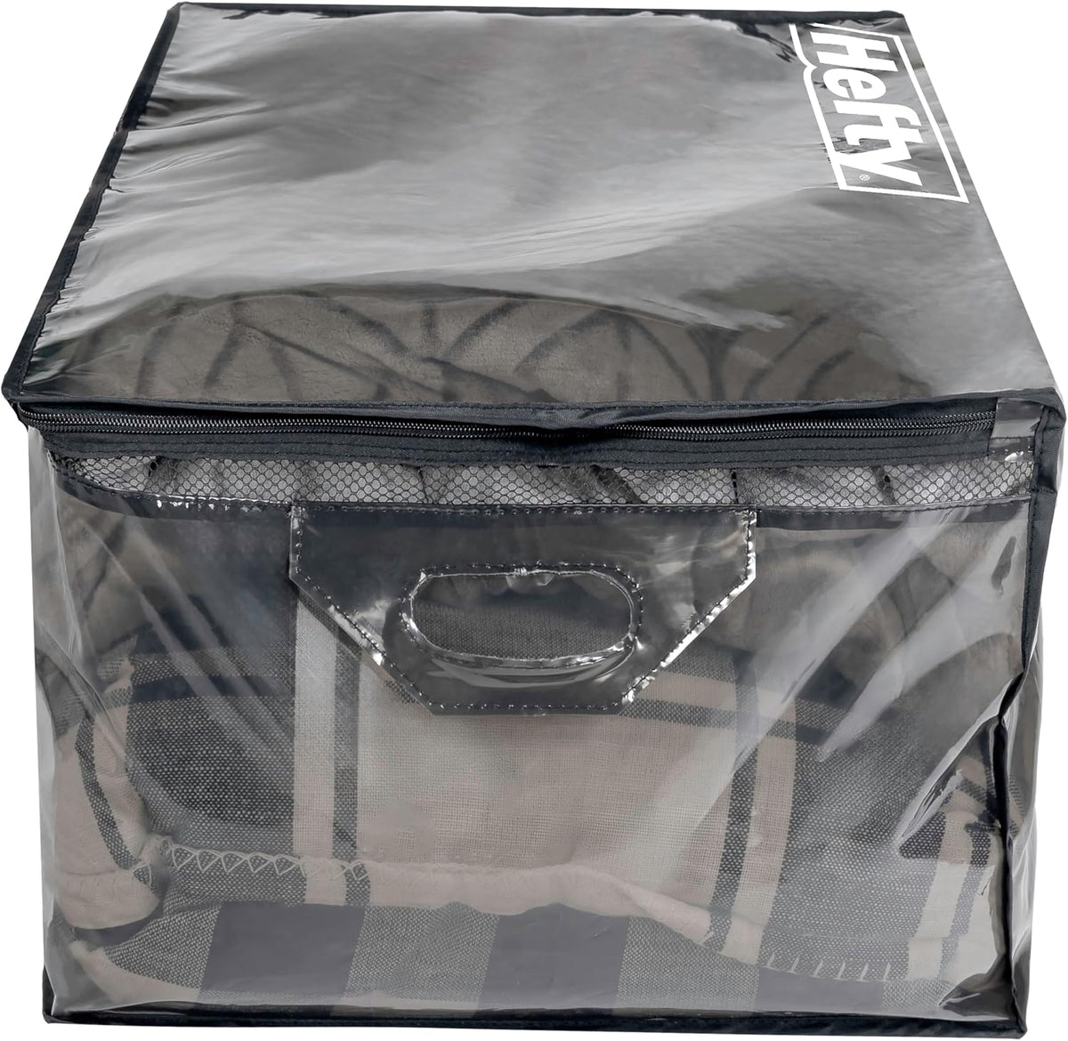 Hefty Storage Bags Extra Large Double Zipper Backpack, Heavy Duty Water Resistant Moving Totes with Shoulder Straps, Foldable Reusable Packing Organizers, (X-Large Black)