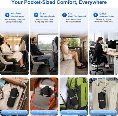 Extra-Wide 2-in-1 Airplane Foot Hammock, Detachable Bamboo Base Airplane Footrest No-Squeeze Foot Rest, Travel Essentials for Flying Long Flights, Portable Leg Sling Seat Cushion Travel Accessories