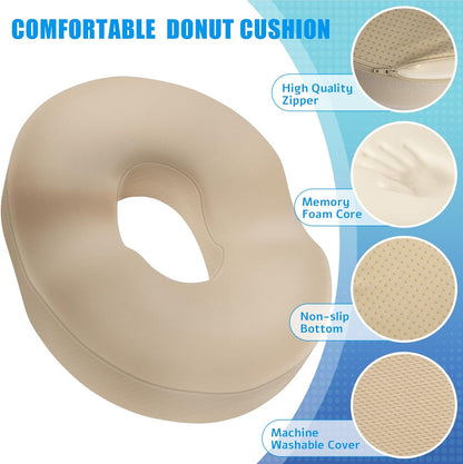 BlissTrends Donut Pillow Seat Cushion,Donut Chair Cushions for Postpartum Pregnancy & Hemorrhoids,Tailbone Pain Relief Cushion,Memory Foam Lifting Cushions for Office&Home Chairs (Black)