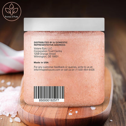Majestic Pure Himalayan Salt Body Scrub, Lychee Oil Exfoliant, 10 Oz
