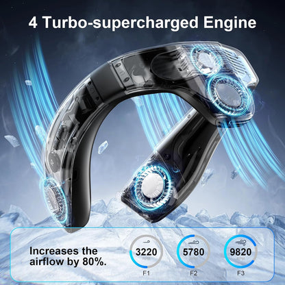 Neck Air Conditioner Fans That Blow Cold Air, 6000 mAh Battery Operated Wearable Cooling Device Fan, Bladeless, Rechargeable Fan, Black