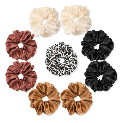 16 Pcs Scrunchies for Women - Black Satin Silk Scrunchies for Girls Hair Ties Elastics Bands Ponytail Holder Hair Accessories