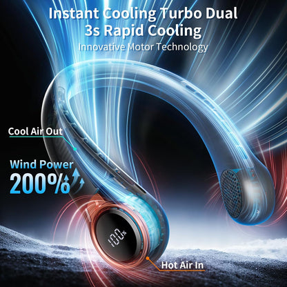 𝟐𝟎𝟐𝟔 𝐔𝐩𝐠𝐫𝐚𝐝𝐞 BNBZ Portable Neck Fan,6000mAh Rechargeable Wearable Fan with LED Display,4 Speeds,Up to 15H Runtime,Quiet 360° Airflow Hands-Free Personal Fan for Travel,Work,Gym &Outdoor Use