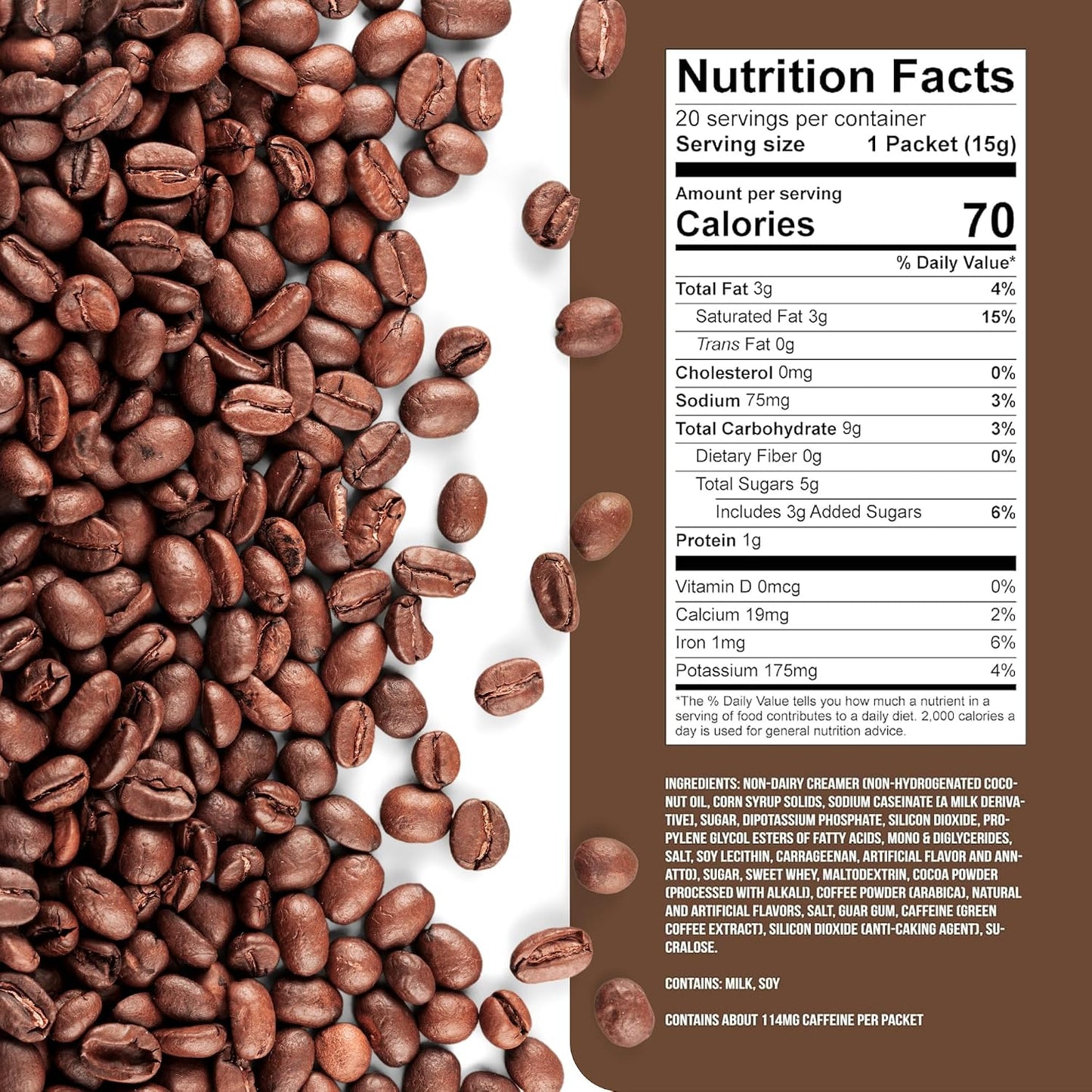 The Frozen Bean Vanilla Bean Frappe & Latte Instant Mix (10 Sticks), Made with Arabica Coffee, Double Shot Caffeine, Low Sugar & Premium Ingredients, Hot, Iced, or Blended Drinks