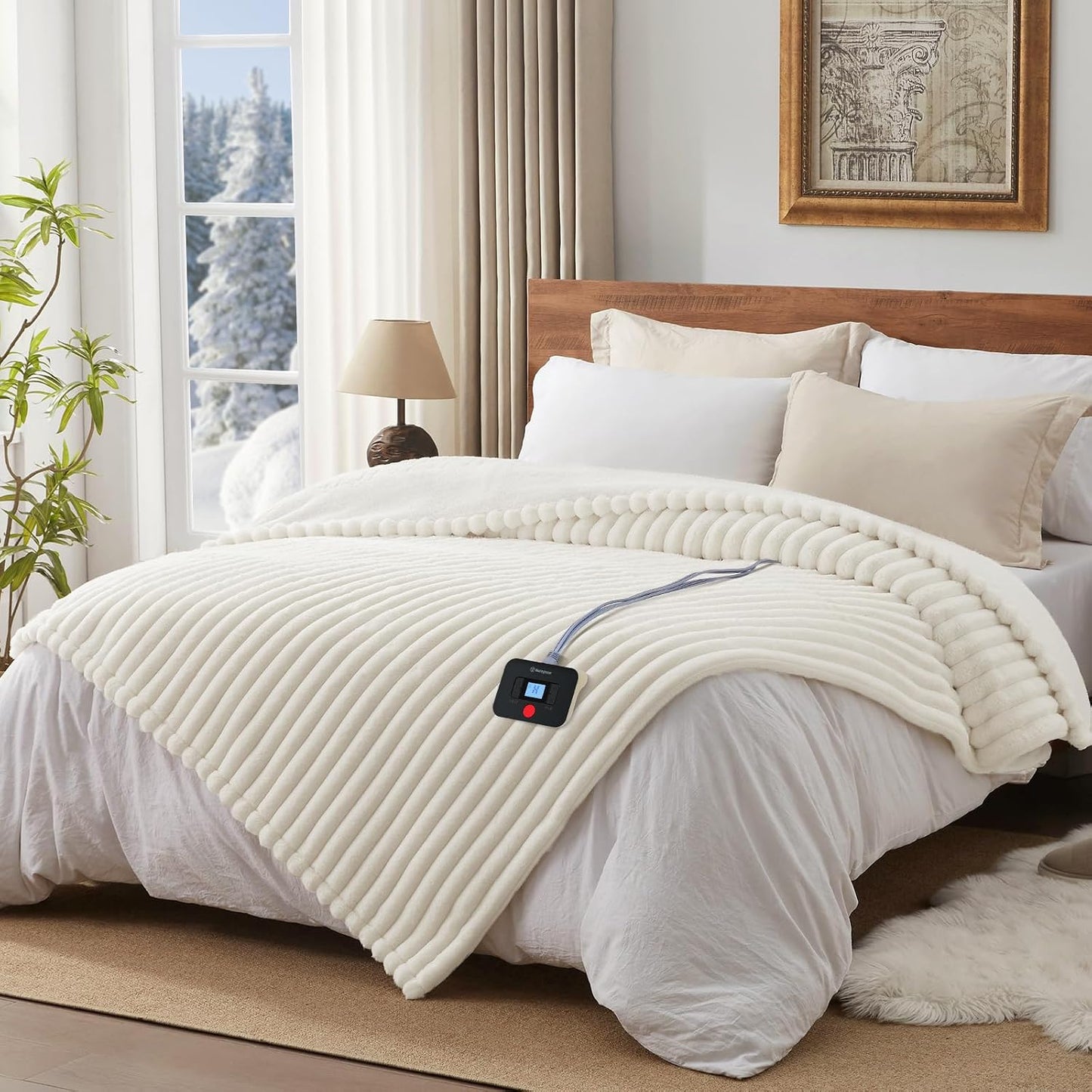 Westinghouse Heated Throw Blanket, Electric Blanket Throw with 6 Heating Levels and 2-10 Hours Time Settings, Flannel to Sherpa Super Cozy Heated Blanket Machine Washable, 50x60 inch, Charcoal