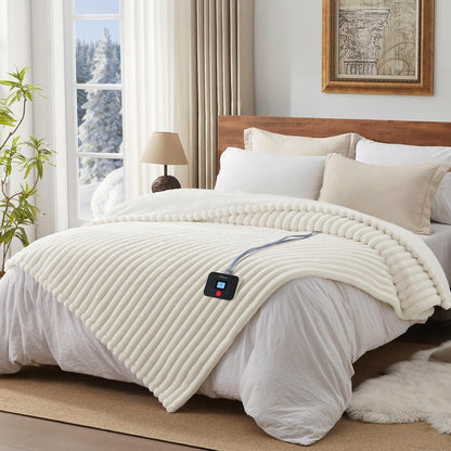 Westinghouse Heated Throw Blanket, Electric Blanket Throw with 6 Heating Levels and 2-10 Hours Time Settings, Flannel to Sherpa Super Cozy Heated Blanket Machine Washable, 50x60 inch, Charcoal