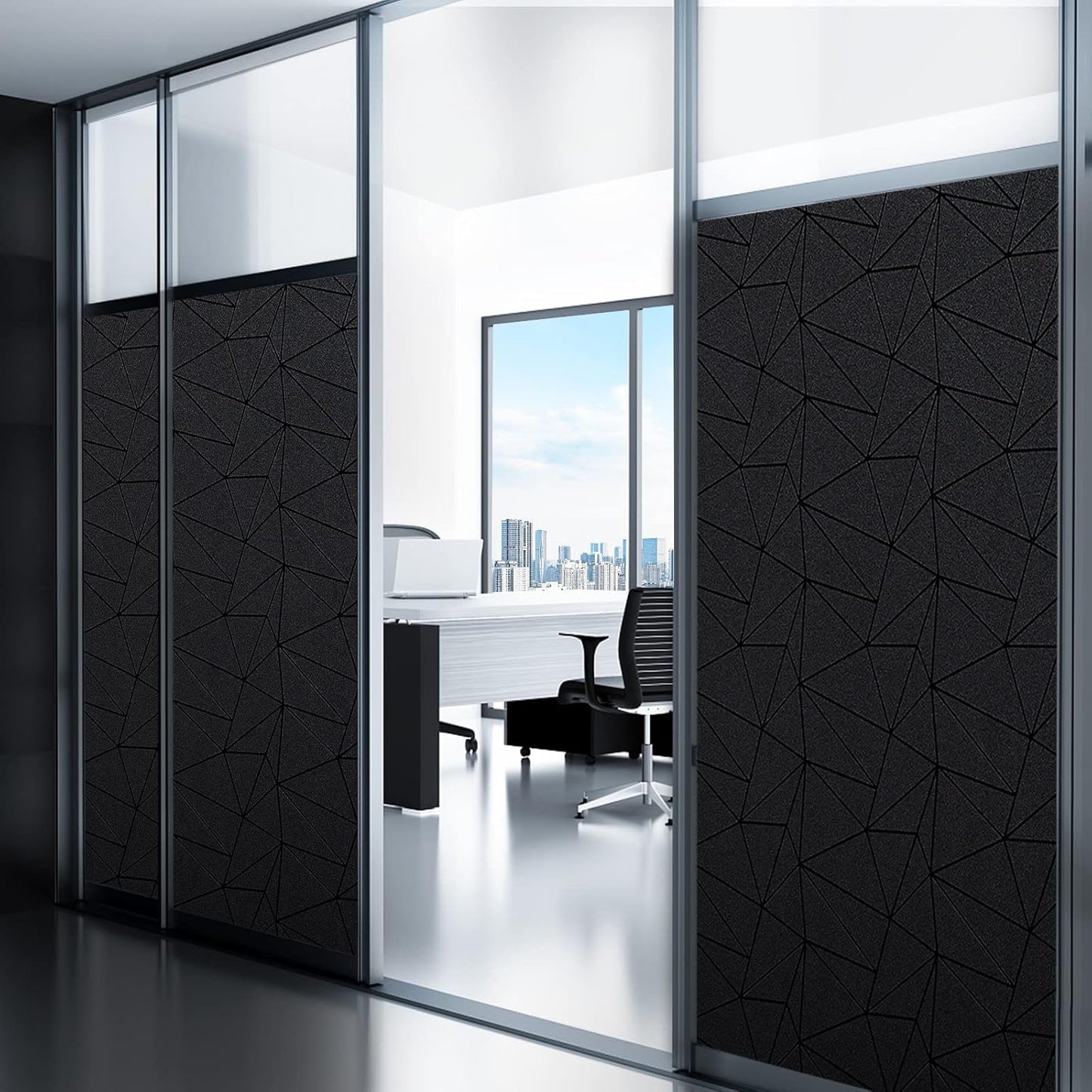 Coavas Blackout Window Privacy Film, Frosted Glass Static Cling, Decorative for Bathroom Door, UV Blocking Window Cling, Non-Adhesive Vinyl Sticker, Day and Night Windows Tint for Home,11.8x78.7 inch