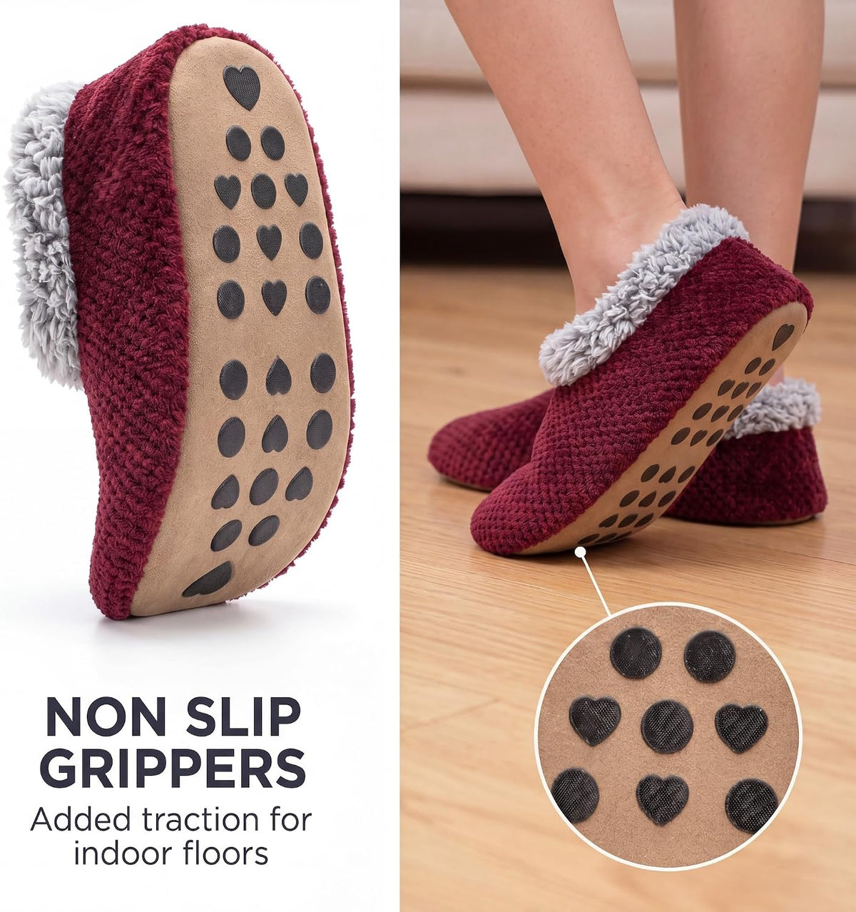 Cozylook Fuzzy Slippers for Women Indoor Soft Sole Slipper Socks