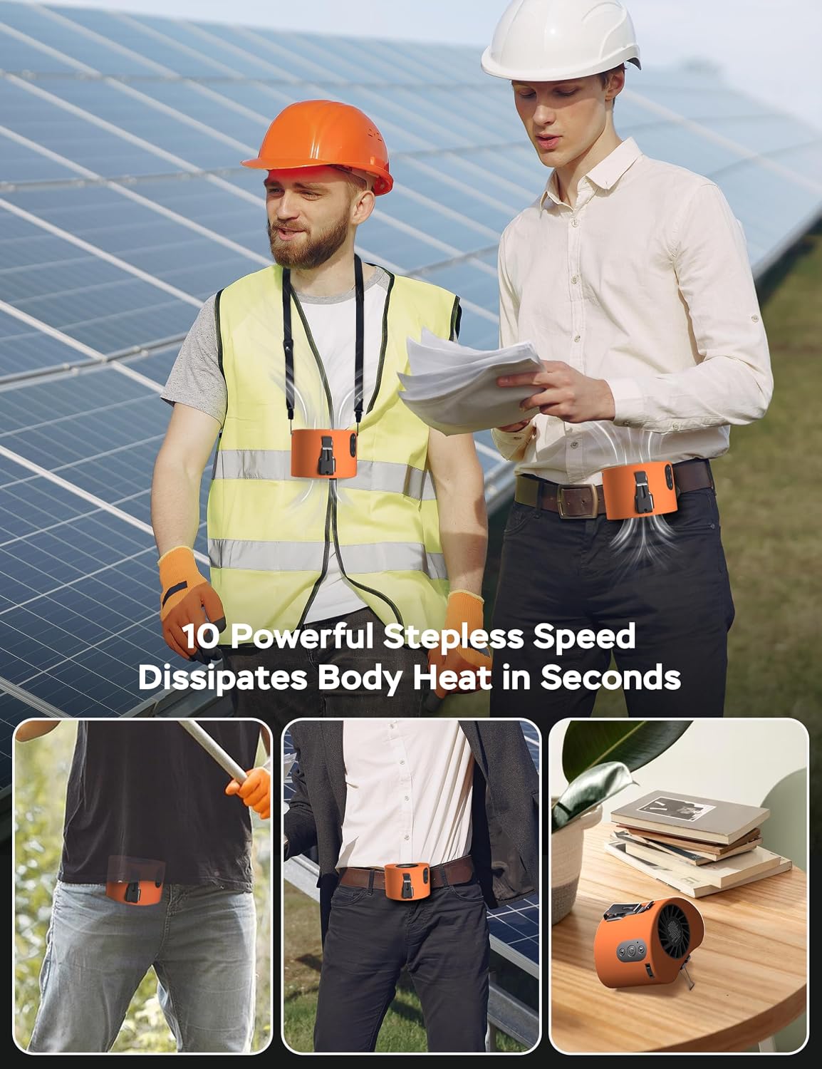 AddAcc Portable Waist Fan, 10000mAh Battery Operated, Rechargeable Clip On Belt, 10 Speed, 12000RPM Strong Airflow, Max 24H Working Time, Personal Shirt fan for Outdoor Work Jobsite Farms