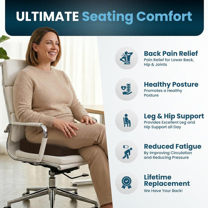 ComfiLife Gel Enhanced Seat Cushion – Office Chair Cushion – Non-Slip Gel & Memory Foam Coccyx Cushion for Tailbone Pain - Desk Chair Car Seat Cushion Driving - Sciatica & Back Pain Relief (Navy)