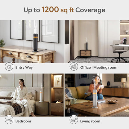 Airversa U1 Smart Tower Waterless Diffuser Starter Kit for Room, Black | 2x50ml Hotel Scent Fragrance Oil, Up to 1200 sq ft, App Control, Cold Air, 120mL, DC-12V/1A, Scent Air Machine, U1kit-2X50