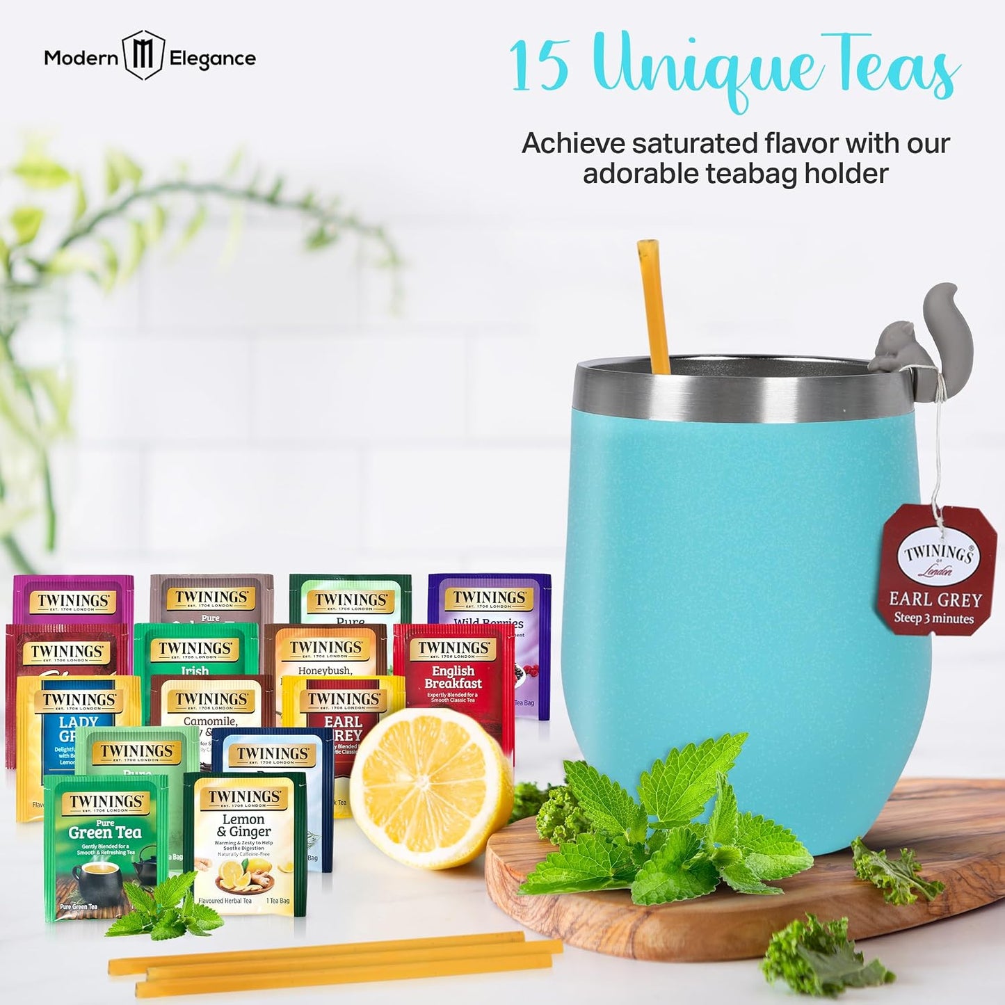Modern Elegance Tea Tumbler Gift Set for Women, Teal