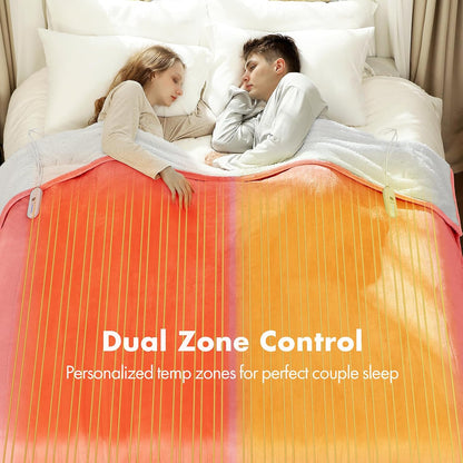 Heated Blanket Throw 50" x 60" - Soft Flannel Sherpa Electric Blanket Throw with 5 Heating Levels & 4 Hours Auto Off, Machine Washable, Ideal Gift for Grandma (Purple)