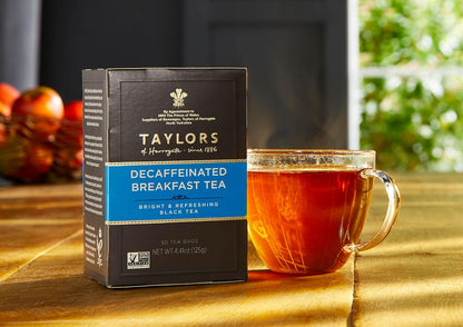 Taylors of Harrogate Decaffeinated Breakfast,Black Tea,Pillow Bags,Rich,Bright & Balanced,Decaffeinated,Enjoy Hot or Iced,50 Teabags,50 Count (Pack of 2)
