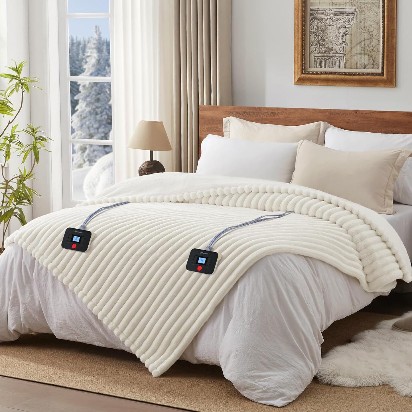 Westinghouse Heated Throw Blanket, Electric Blanket Throw with 6 Heating Levels and 2-10 Hours Time Settings, Flannel to Sherpa Super Cozy Heated Blanket Machine Washable, 50x60 inch, Charcoal