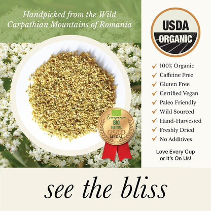 Organic Lemon Balm Tea - Caffeine Free Loose Leaf Herbal Tea - Pharmacopoeia Potency - 25 Servings