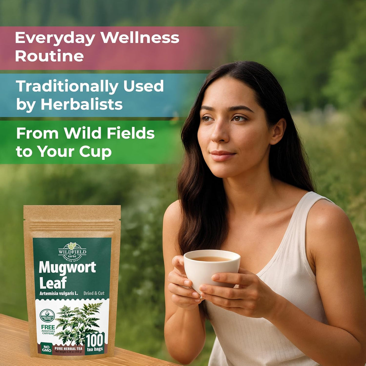 100 Bags Dried Mugwort Tea Mugwort Herb (Artemisia Vulgaris) - 100 Count 1.5g Bags Artemisa